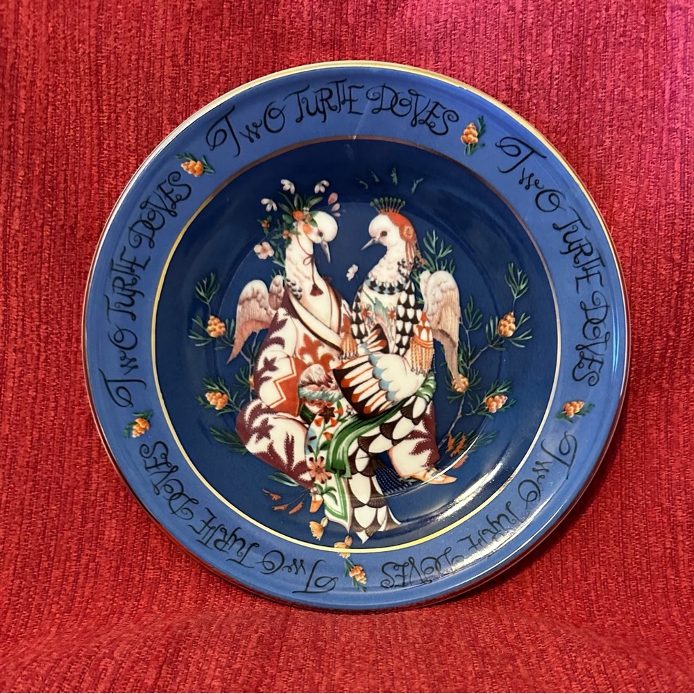 Anthropologie 12 Days Of Christmas Plates, 2 Two Turtle Doves, NWT